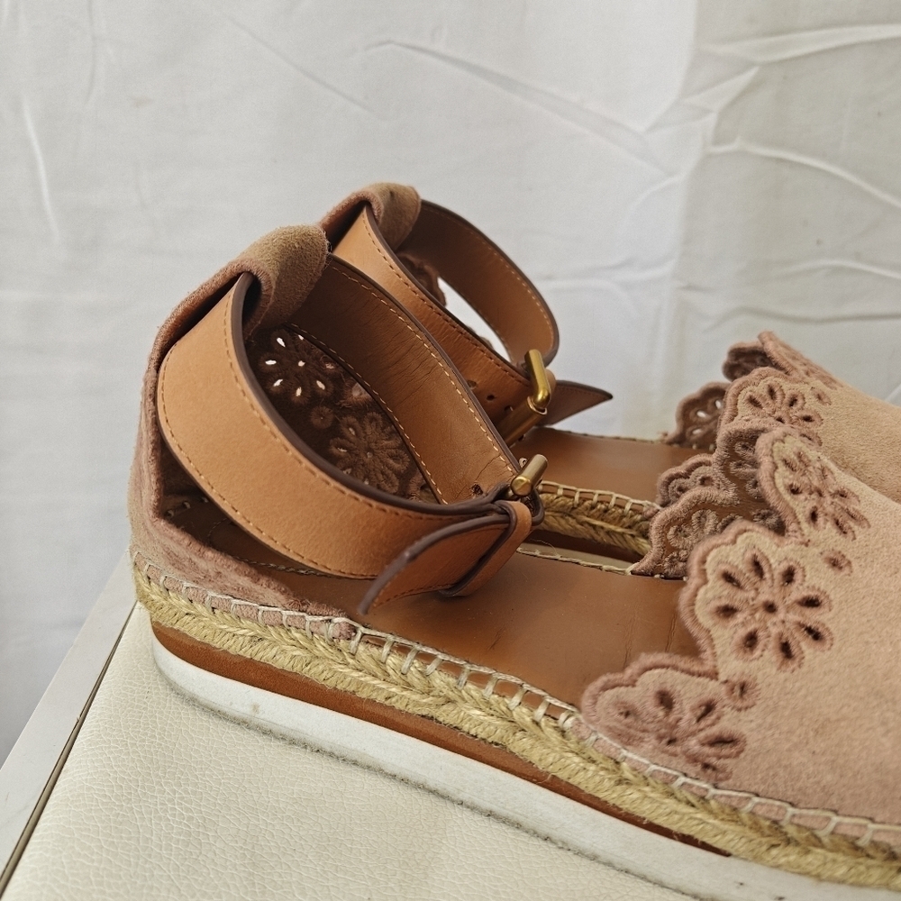 See by Chloe Scalloped Espadrilles In Blush Pink Size EU 37 US 7 Women's - Picture 5 of 16